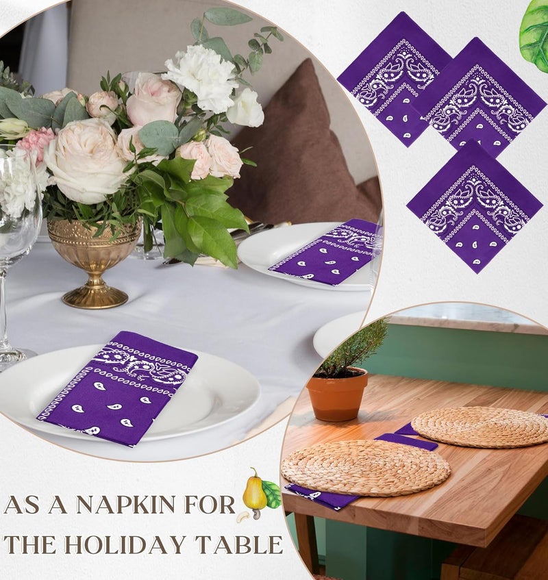 YSense 30 Pieces Paisley Bandana Unisex Multi-Purpose Bandanas Bulk Cowboy Headbands Square Scarf Head Wrap for Women Men - Image 4